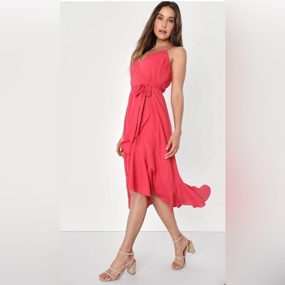 Lulu's Pink Midi Dress - Picture 1 of 8